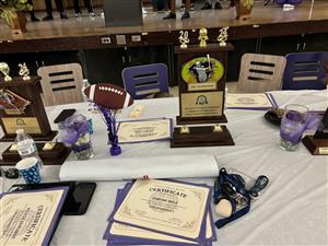 trophies on display